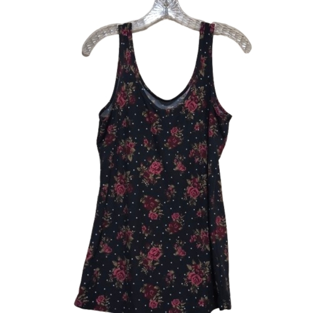 No Boundaries Black and Red Rose Tank Top Women's XXL